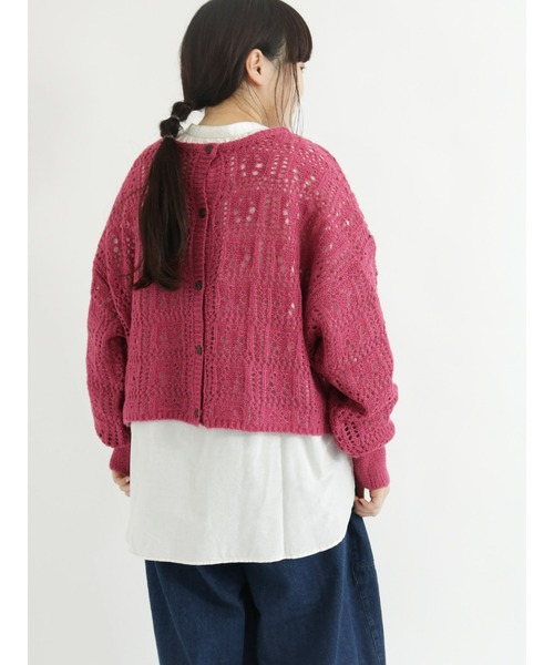 Samansa Mos2（サマンサ モスモス）の「前後着透かし柄編みカーディガン（カーディガン/ボレロ・レディース・ブラック/ベージュ/ピンク/グリーン・ﾌﾘ-）」の22枚目の写真