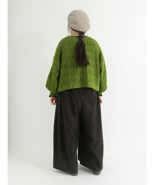 Samansa Mos2（サマンサ モスモス）の「前後着透かし柄編みカーディガン（カーディガン/ボレロ・レディース・ブラック/ベージュ/ピンク/グリーン・ﾌﾘ-）」の13枚目の写真