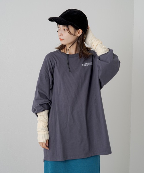 Kastane（カスタネ）の「【UNISEX】SIXSENCE FUTUREロンT（Tシャツ/カットソー・レディース・オフホワイト/チャコールグレー・M/XL）」の2枚目の写真