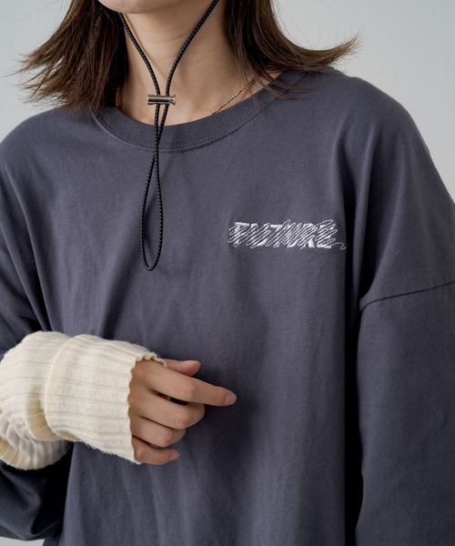 Kastane（カスタネ）の「【UNISEX】SIXSENCE FUTUREロンT（Tシャツ/カットソー・レディース・オフホワイト/チャコールグレー・M/XL）」の21枚目の写真