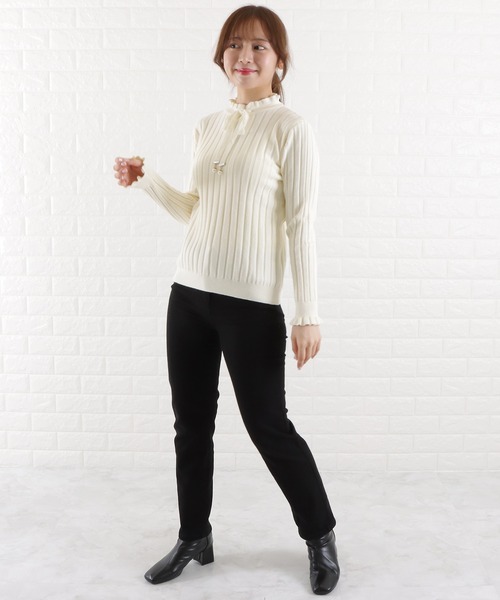 Lace Ladies(レースレディース)の「フリルハイネックリブニット(ニット/セーター・レディース・ホワイト/ブラック/ブルー/アイボリー・FREE)」の7枚目の写真