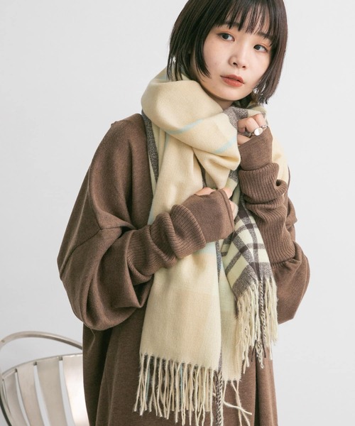 KBF（ケイビーエフ）の「カシミヤタッチチェックストール（ストール