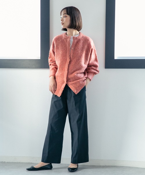 NANO universe（ナノユニバース）の「LB.04/起毛ブークレ クルーネックワイドカーディガン（カーディガン/ボレロ・レディース・ライトグレー/サーモンピンク/ネイビー・FREE）」の9枚目の写真