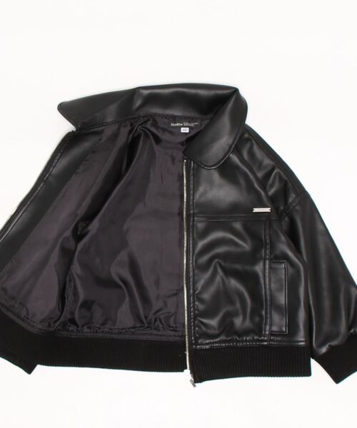 BeBe（ベベ）の「BeBe/レザーバックロゴ刺繍ブルゾン(100~150cm)（ブルゾン・キッズ・ブラック・120/150/140/100/130/110）」の11枚目の写真