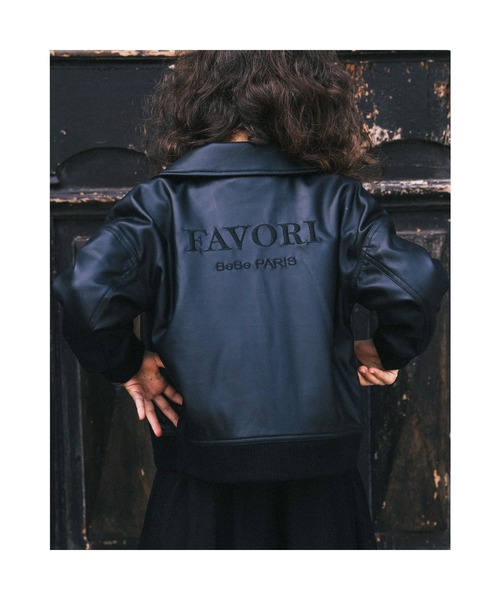 BeBe（ベベ）の「BeBe/レザーバックロゴ刺繍ブルゾン(100~150cm)（ブルゾン・キッズ・ブラック・120/150/140/100/130/110）」の6枚目の写真