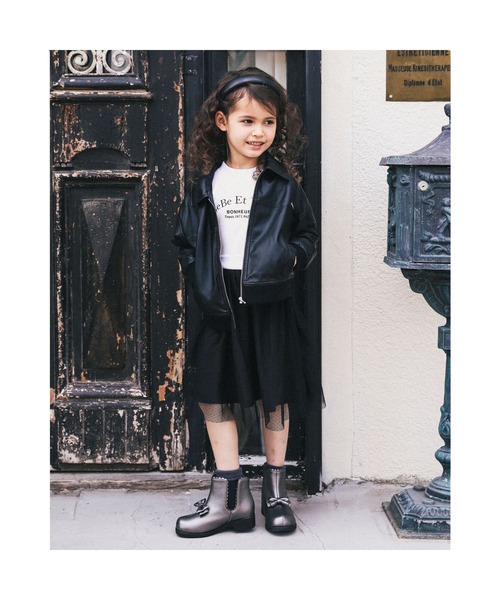 BeBe（ベベ）の「BeBe/レザーバックロゴ刺繍ブルゾン(100~150cm)（ブルゾン・キッズ・ブラック・120/150/140/100/130/110）」の13枚目の写真