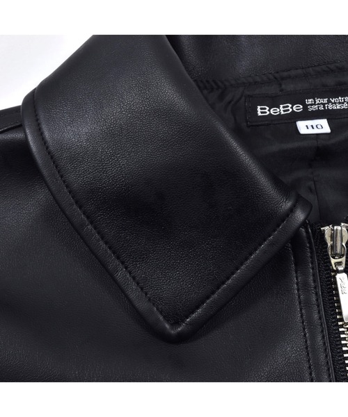 BeBe（ベベ）の「BeBe/レザーバックロゴ刺繍ブルゾン(100~150cm)（ブルゾン・キッズ・ブラック・120/150/140/100/130/110）」の3枚目の写真