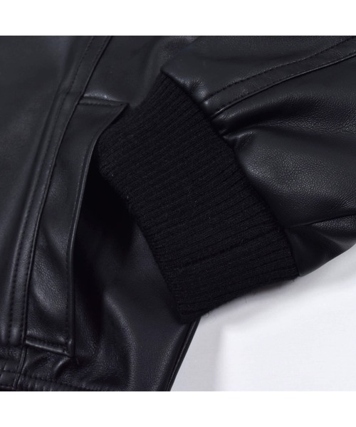 BeBe（ベベ）の「BeBe/レザーバックロゴ刺繍ブルゾン(100~150cm)（ブルゾン・キッズ・ブラック・120/150/140/100/130/110）」の7枚目の写真