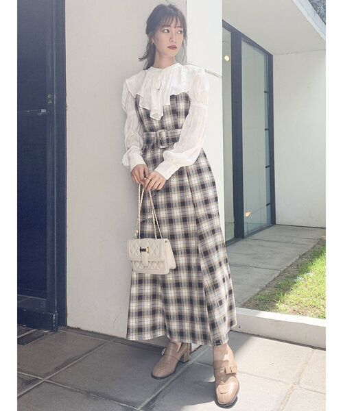 dazzlin（ダズリン）の「ケープカラードッキングワンピース（ワンピース・レディース・イエロー/ブラウン・FREE）」の2枚目の写真