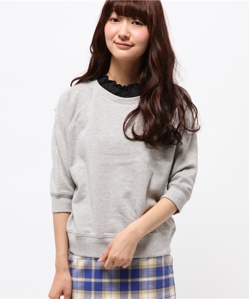 mystic（ミスティック）の「レースハイネックスウェット（Tシャツ/カットソー・レディース・オフホワイト/サックスブルー/グレー・ﾌﾘ-）」の2枚目の写真