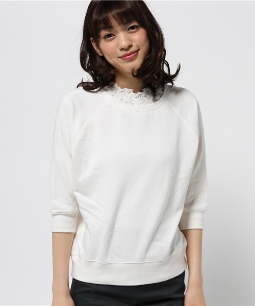 mystic（ミスティック）の「レースハイネックスウェット（Tシャツ/カットソー・レディース・オフホワイト/サックスブルー/グレー・ﾌﾘ-）」の4枚目の写真