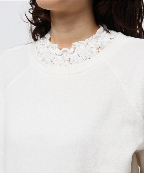 mystic（ミスティック）の「レースハイネックスウェット（Tシャツ/カットソー・レディース・オフホワイト/サックスブルー/グレー・ﾌﾘ-）」の7枚目の写真