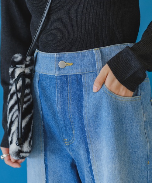 Kastane（カスタネ）の「【サイズ展開あり】ハイウエストパッチワークデニム（デニムパンツ・レディース・ブルー・0/1/2）」の20枚目の写真