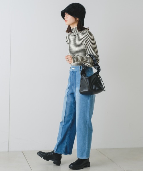 Kastane（カスタネ）の「【サイズ展開あり】ハイウエストパッチワークデニム（デニムパンツ・レディース・ブルー・0/1/2）」の12枚目の写真