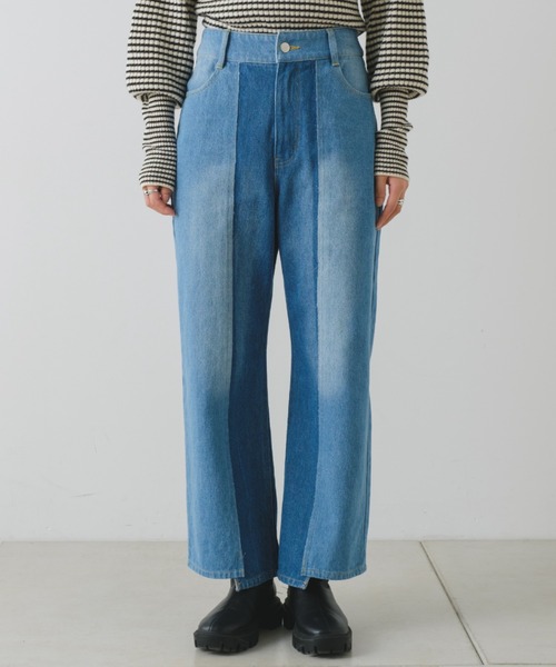 Kastane（カスタネ）の「【サイズ展開あり】ハイウエストパッチワークデニム（デニムパンツ・レディース・ブルー・0/1/2）」の14枚目の写真