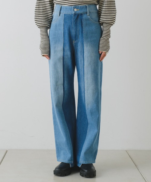 Kastane（カスタネ）の「【サイズ展開あり】ハイウエストパッチワークデニム（デニムパンツ・レディース・ブルー・0/1/2）」の16枚目の写真