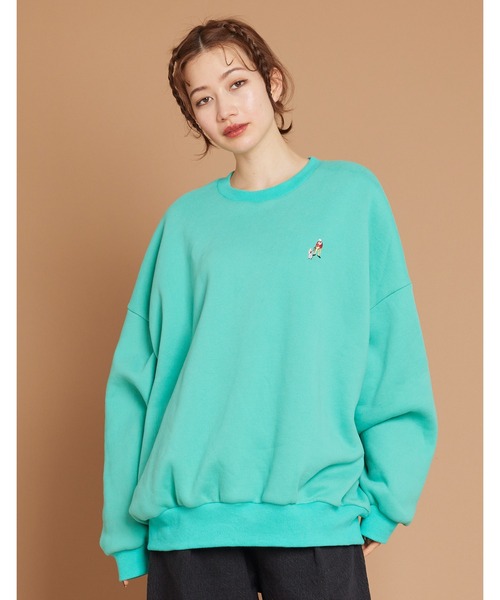 Little sunny bite(リトルサニーバイト)の「One point stitch sweat top(スウェット・レディース・グリーン/アイボリー/ブラック/ピンク・MEDIUM/SMALL)」の1枚目の写真