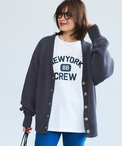 coca（coca）（コカ）の「ビッグシルエットカラーカーディガン（カーディガン/ボレロ・レディース・チャコール/グリーン/アイボリー/ベージュ・M/L）」の3枚目の写真