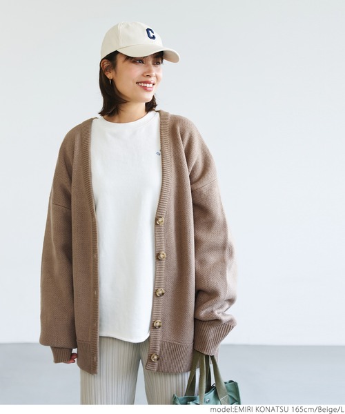 coca（coca）（コカ）の「ビッグシルエットカラーカーディガン（カーディガン/ボレロ・レディース・チャコール/グリーン/アイボリー/ベージュ・M/L）」の10枚目の写真