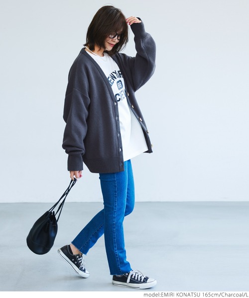 coca（coca）（コカ）の「ビッグシルエットカラーカーディガン（カーディガン/ボレロ・レディース・チャコール/グリーン/アイボリー/ベージュ・M/L）」の17枚目の写真