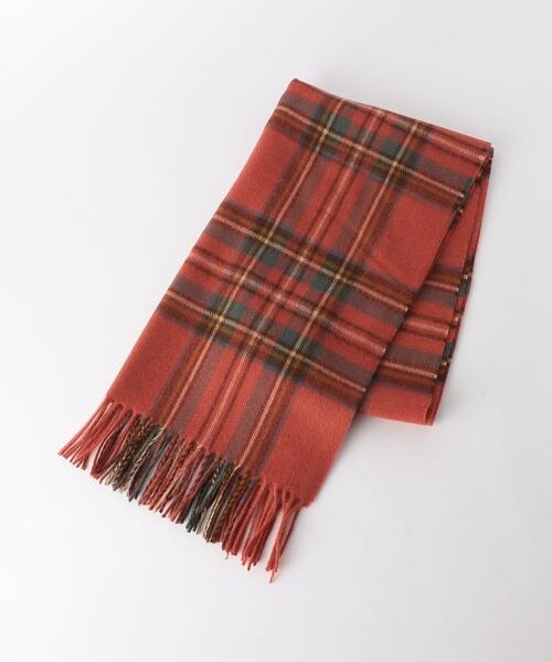 green label relaxing（グリーンレーベルリラクシング）の「＜MOON＞タータンチェック マフラー -ユニセックス-（マフラー・メンズ・ネイビー/オレンジ/グレー/ナチュラル・FREE）」の5枚目の写真