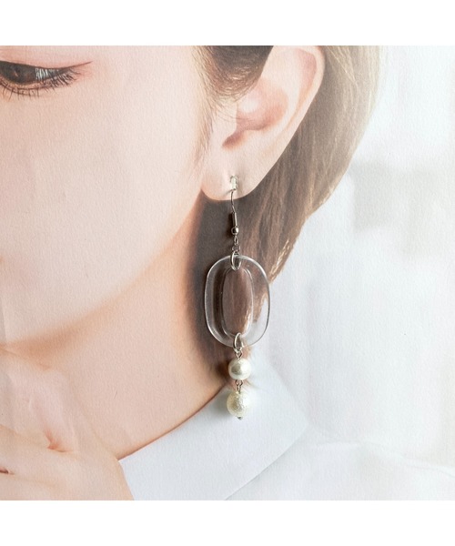 tone(トーン)の「【-lensa-】クリアでパールな可愛いピアス(MA)(ピアス(両耳用)・レディース・クリア・FREE)」の2枚目の写真