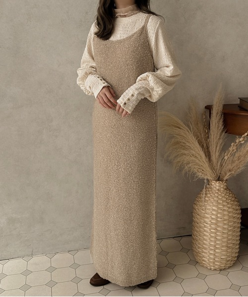 apres jour clair(アプレジュールクレア)の「【apres jour clair】ブークレストレートキャミワンピース【ZOZOTOWN限定アイテム】(ワンピース・レディース・ベージュ/ダークブラウン・X-LARGE/フリー)」の3枚目の写真
