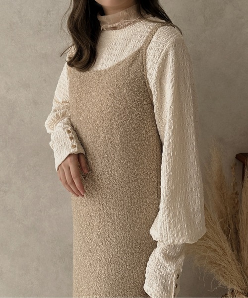 apres jour clair(アプレジュールクレア)の「【apres jour clair】ブークレストレートキャミワンピース【ZOZOTOWN限定アイテム】(ワンピース・レディース・ベージュ/ダークブラウン・X-LARGE/フリー)」の5枚目の写真