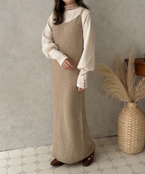 apres jour clair(アプレジュールクレア)の「【apres jour clair】ブークレストレートキャミワンピース【ZOZOTOWN限定アイテム】(ワンピース・レディース・ベージュ/ダークブラウン・X-LARGE/フリー)」の6枚目の写真