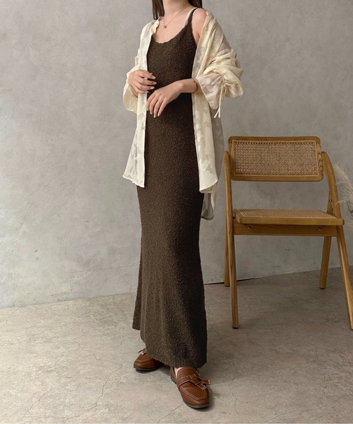 apres jour clair(アプレジュールクレア)の「【apres jour clair】ブークレストレートキャミワンピース【ZOZOTOWN限定アイテム】(ワンピース・レディース・ベージュ/ダークブラウン・X-LARGE/フリー)」の16枚目の写真