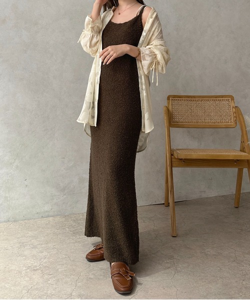 apres jour clair(アプレジュールクレア)の「【apres jour clair】ブークレストレートキャミワンピース【ZOZOTOWN限定アイテム】(ワンピース・レディース・ベージュ/ダークブラウン・X-LARGE/フリー)」の8枚目の写真