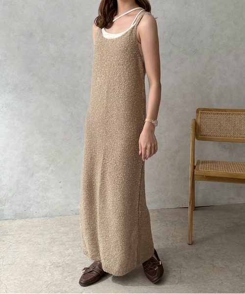 apres jour clair(アプレジュールクレア)の「【apres jour clair】ブークレストレートキャミワンピース【ZOZOTOWN限定アイテム】(ワンピース・レディース・ベージュ/ダークブラウン・X-LARGE/フリー)」の12枚目の写真