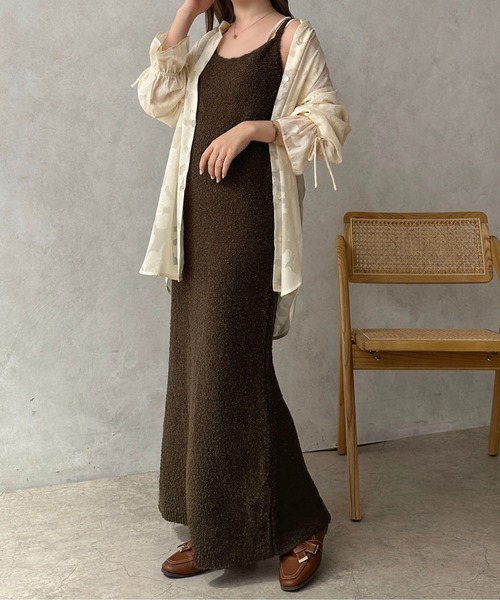 apres jour clair(アプレジュールクレア)の「【apres jour clair】ブークレストレートキャミワンピース【ZOZOTOWN限定アイテム】(ワンピース・レディース・ベージュ/ダークブラウン・X-LARGE/フリー)」の18枚目の写真