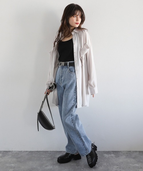 PAGEBOY（ページボーイ）の「シームレススキニーリブタンク（タンクトップ・レディース・ブラック/オフホワイト/チャコールグレー/ブルー/オレンジ・FREE）」の8枚目の写真