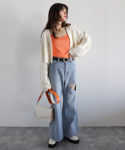 PAGEBOY（ページボーイ）の「シームレススキニーリブタンク（タンクトップ・レディース・ブラック/オフホワイト/チャコールグレー/ブルー/オレンジ・FREE）」の11枚目の写真