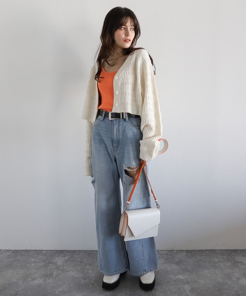 PAGEBOY（ページボーイ）の「シームレススキニーリブタンク（タンクトップ・レディース・ブラック/オフホワイト/チャコールグレー/ブルー/オレンジ・FREE）」の12枚目の写真