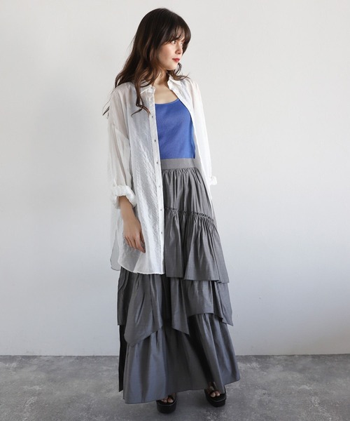 PAGEBOY（ページボーイ）の「シームレススキニーリブタンク（タンクトップ・レディース・ブラック/オフホワイト/チャコールグレー/ブルー/オレンジ・FREE）」の13枚目の写真