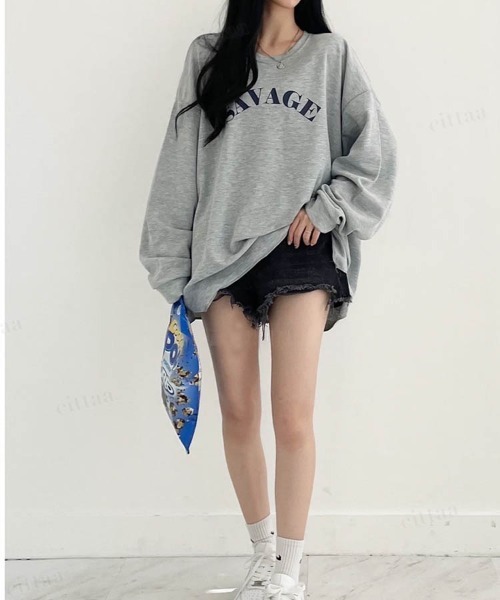 Dalfwin(ダールフィン)の「SAVAGEロゴオーバーサイズ長袖Tシャツ(Tシャツ/カットソー・レディース・グリーン/グレー/ブラック/グレー系その他・FREE)」の11枚目の写真