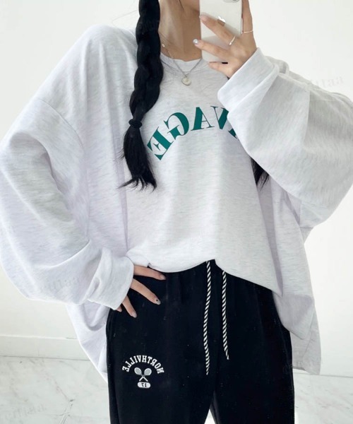 Dalfwin(ダールフィン)の「SAVAGEロゴオーバーサイズ長袖Tシャツ(Tシャツ/カットソー・レディース・グリーン/グレー/ブラック/グレー系その他・FREE)」の15枚目の写真