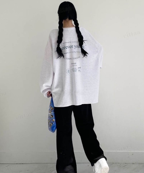 Dalfwin(ダールフィン)の「SAVAGEロゴオーバーサイズ長袖Tシャツ(Tシャツ/カットソー・レディース・グリーン/グレー/ブラック/グレー系その他・FREE)」の17枚目の写真