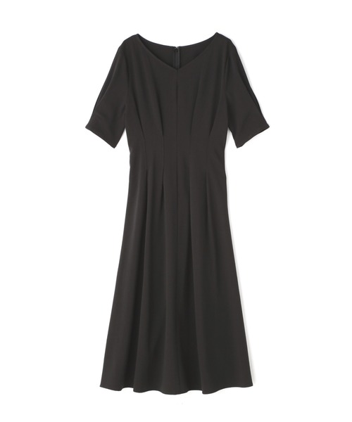 ◆麻調ウエストタックワンピース