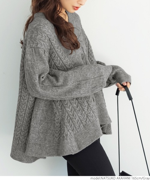 coca（coca）（コカ）の「ニットカーディガン（カーディガン/ボレロ・レディース・ネイビー・ONE SIZE）」の3枚目の写真