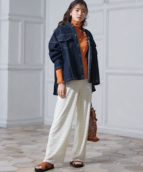 miclat（ミクラ）の「大きいサイズ　レースカットソーワイドパンツ　miclat（その他パンツ・レディース・ブラック/アイボリー・LL/L/3L/5L/4L）」の7枚目の写真