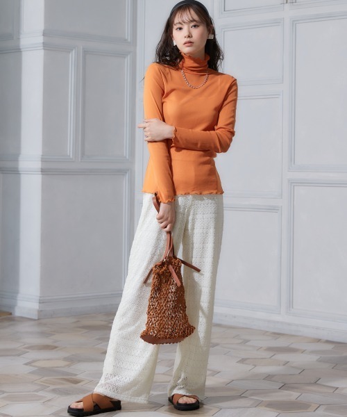 miclat（ミクラ）の「大きいサイズ　レースカットソーワイドパンツ　miclat（その他パンツ・レディース・ブラック/アイボリー・LL/L/3L/5L/4L）」の5枚目の写真