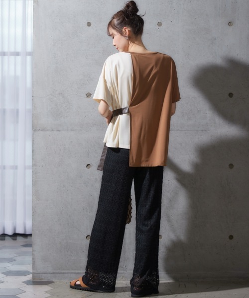 miclat（ミクラ）の「大きいサイズ　レースカットソーワイドパンツ　miclat（その他パンツ・レディース・ブラック/アイボリー・LL/L/3L/5L/4L）」の10枚目の写真