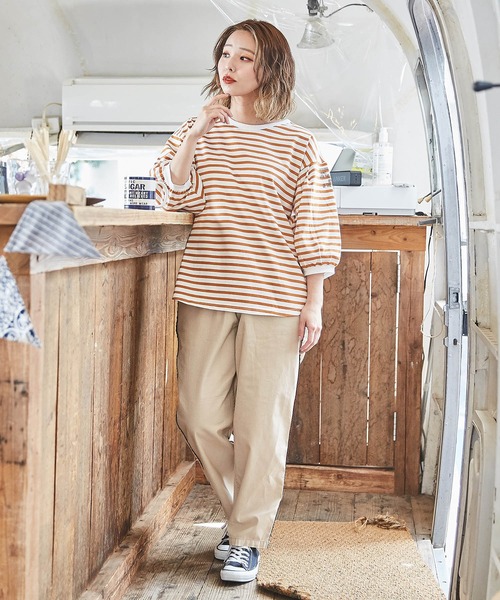 CUBE SUGAR(キューブシュガー)の「綿ツイルイージーパンツ(その他パンツ・レディース・カーキ/ブラウン/ベージュ・M)」の4枚目の写真