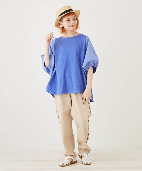 CUBE SUGAR(キューブシュガー)の「綿ツイルイージーパンツ(その他パンツ・レディース・カーキ/ブラウン/ベージュ・M)」の6枚目の写真