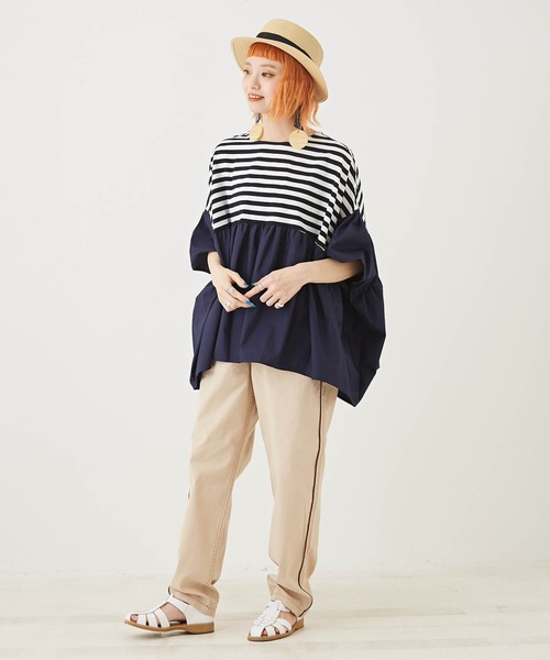 CUBE SUGAR(キューブシュガー)の「綿ツイルイージーパンツ(その他パンツ・レディース・カーキ/ブラウン/ベージュ・M)」の7枚目の写真