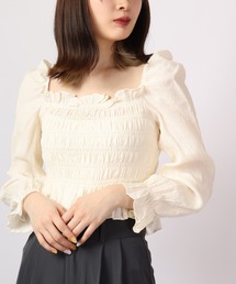 &soiree ワッシャーシャーリングブラウス