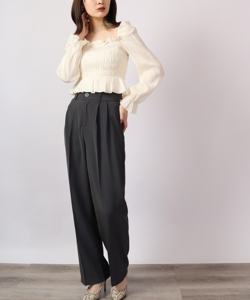 &soiree(アンドソワレ)の「&soiree ワッシャーシャーリングブラウス(シャツ/ブラウス・レディース・ブラック/ラベンダー/ホワイト・M)」の9枚目の写真